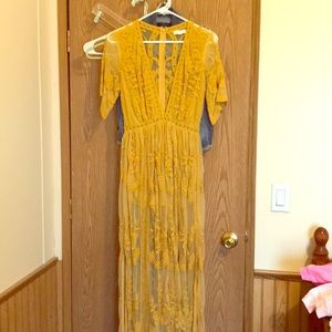 Mustard lace dress floral print